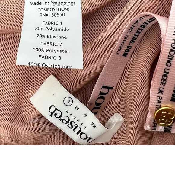 House of CB Faith Blush Feather Corset Bodysuit Off Shoulder Mesh Top size XS - Picture 14 of 15